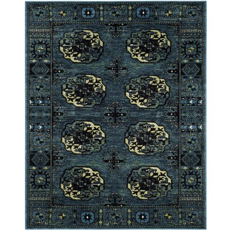 Flowers First 9 x 12 ft. Vintage Hamadan Power Loomed Area Rug, Blue & Multi Color - Large Rectangle FL1868190